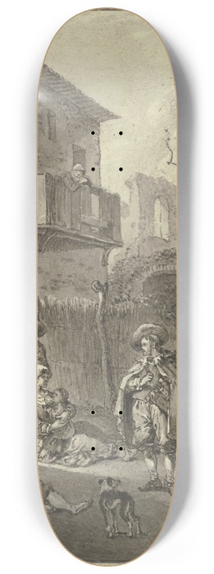 Johann Friedrich Morgenstern - Ruhende Bauern bei einer Osteria 8.25 inch art skate deck