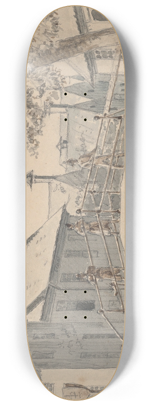 Martinus Rrbye - A Bridge over a Canal in Winschoten 8.25 inch art skate deck