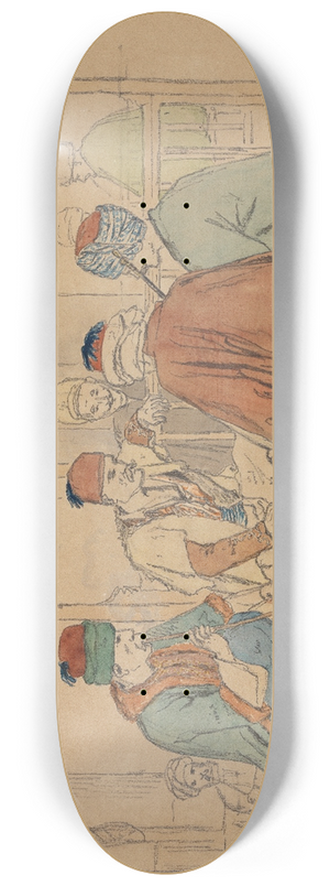 Martinus Rrbye - Cafinterir med piberygende mnd 8.25 inch art skate deck