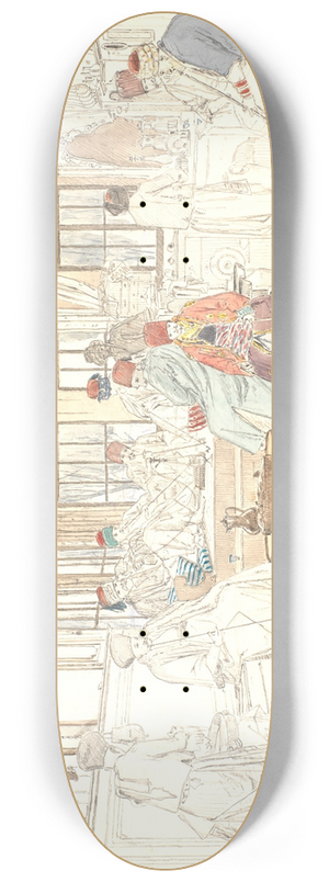 Martinus Rrbye - Det indre af en tyrkisk caf 8.25 inch art skate deck