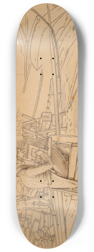 Martinus Rrbye - En kunstner malende ved et skibsvrft 8.25 inch art skate deck