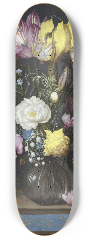 Ambrosius Bosschaert the Elder - Bouquet of Flowers in a Glass Vase 8.25 inch art skate deck
