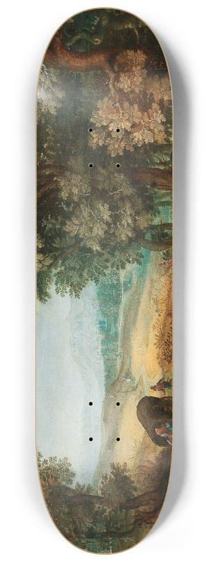 Mattheus Molanus - A wooded landscape with an ambush 8.25 inch art skate deck