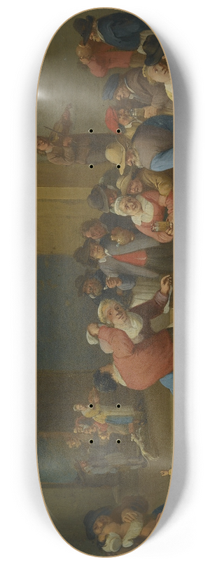 Mattheus van Helmont - A Tavern Interior With Drinking And Dancing Peasants 8.25 inch art skate deck