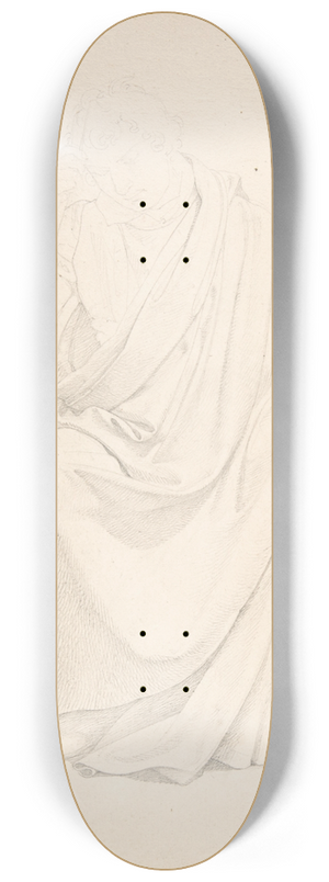 Johann Friedrich Overbeck - A Drapery Study of a Seated Man early 8.25 inch art skate deck