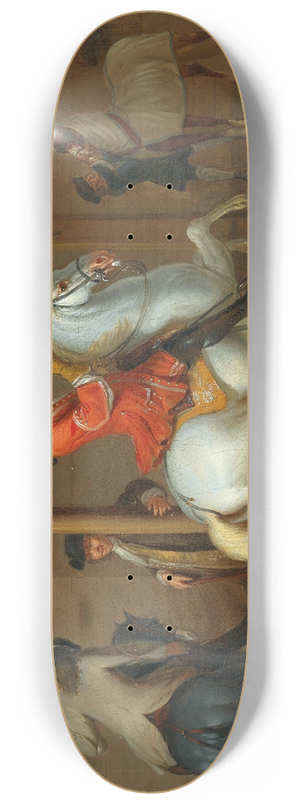Johann Georg de Hamilton - A Cavalier On A Gray Horse In A Riding School 8.25 inch art skate deck