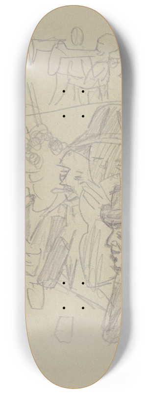 Max Beckmann - Mnner an einem Tisch mit Glsern, im Hintergrund eine Musikkapelle 8.25 inch art skate deck