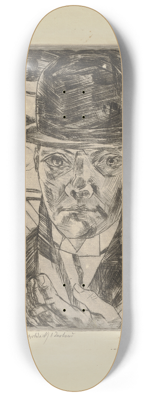 Max Beckmann - Self-Portrait in Bowler Hat 8.25 inch art skate deck