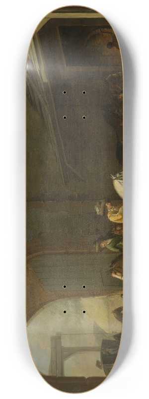 Johann Georg Pforr - Horsemen at the Blacksmiths 8.25 inch art skate deck
