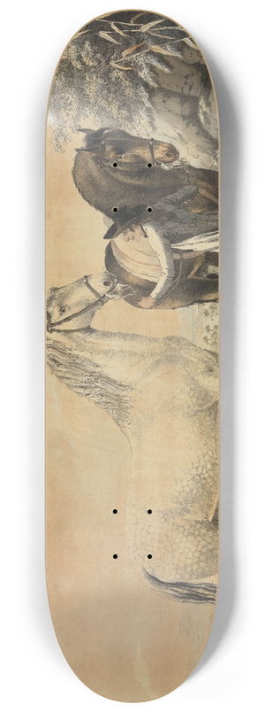 Johann Georg Pforr - Stallknecht mit Schimmel und Rappen 8.25 inch art skate deck