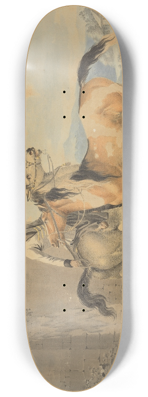 Johann Georg Pforr - Trke mit zwei Pferden vor Burgruine 8.25 inch art skate deck