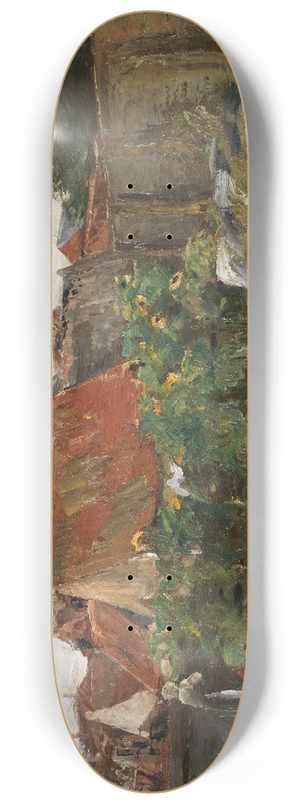 Max Liebermann - Dorfhuser mit Sonnenblumen 8.25 inch art skate deck