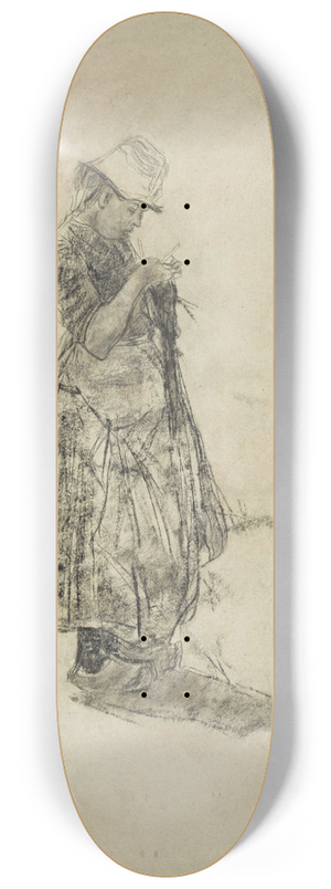 Max Liebermann - Strickende Mdchen (Girls Knitting) 8.25 inch art skate deck
