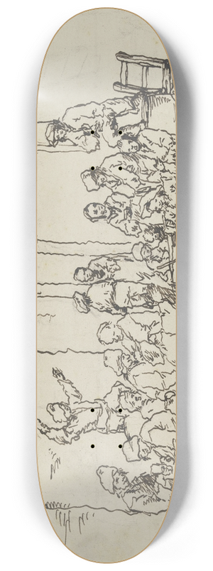 Johann Georg Trautmann - Bauernunterhaltung in einer Schenke mit einem Savoyardenknaben 8.25 inch art skate deck