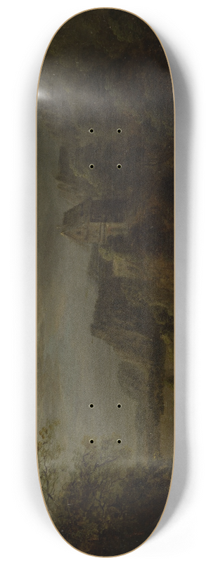 Johann Georg Trautmann - Landscape with Full Moon 8.25 inch art skate deck