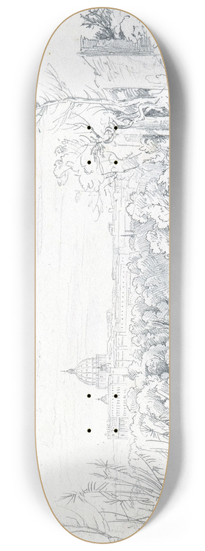 Johann Georg von Dillis - View of Saint Peters Basilica in Rome 8.25 inch art skate deck Johann Georg von Dillis - View of Saint Peters Basilica in Rome 8.25 inch art skate deck