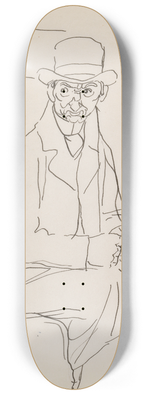 Michael Healy - A Scowling Man on a Train 8.25 inch art skate deck