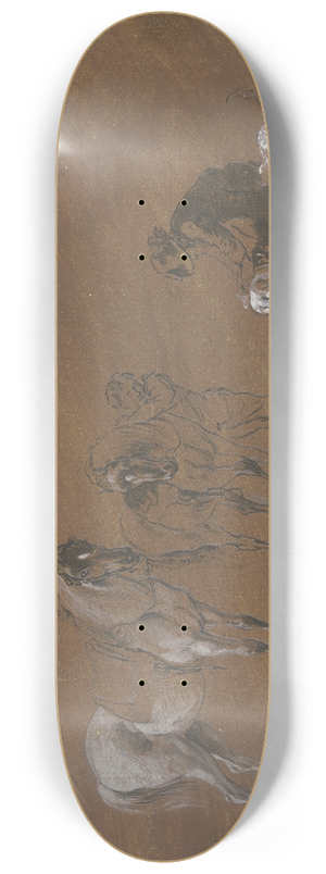 Johann Georg Wagner - Knecht mit zwei Pferden und ein Knabe mit Hunden 8.25 inch art skate deck