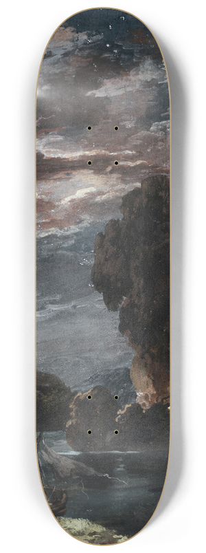 Johann Georg Wagner - Strmische Mondnacht im Gebirge 8.25 inch art skate deck