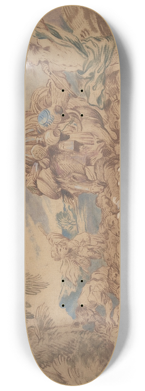 Michel Corneille the younger - Pastoral Scene; Shepherds and Their Flock 8.25 inch art skate deck
