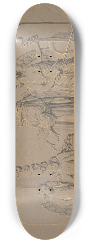 Johann Gottfried Schadow - Saint Cecilia at the Organ, Flanked by Angels Making Music 8.25 inch art skate deck