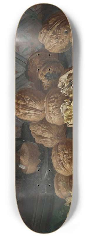 Miguel Parra Abril - Still Life WithWallnuts, A Pipe And Hourglass On A Grey Marble Ledge 8.25 inch art skate deck