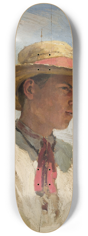 Mikoaj K. Pimonienko - Study of a young boy in a straw hat 8.25 inch art skate deck