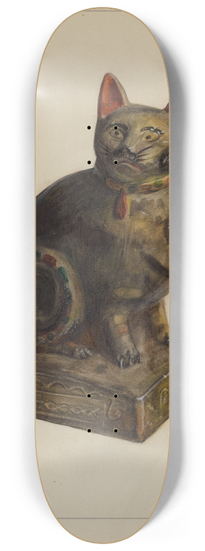 Mina Lowry - Pa. German Chalkware Cat 8.25 inch art skate deck