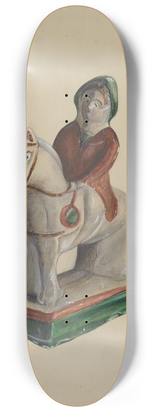 Mina Lowry - Pa. German Chalkware Woman on Horse 8.25 inch art skate deck