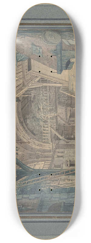 Johann Heinrich Ramberg - Stage Set Design of an Ancient Roman Ruin being Converted into a Barn 8.25 inch art skate deck