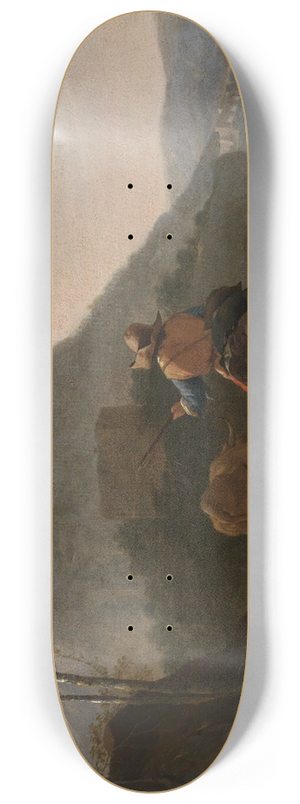 Johann Heinrich Roos - Ausziehende Hirten mit ihrer Herde in sdlicher Berglandschaft 8.25 inch art skate deck