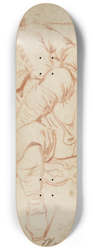 Johann Heinrich Roos - Ein Mann mit bereinandergeschlagenen Beinen auf einem Stuhl sitzend 8.25 inch art skate deck