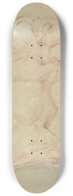 Johann Heinrich Roos - Grasender Stier nach rechts 8.25 inch art skate deck
