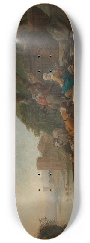 Johann Heinrich Roos - Hirtenfamilie mit lagernder Herde in sdlicher Landschaft 8.25 inch art skate deck
