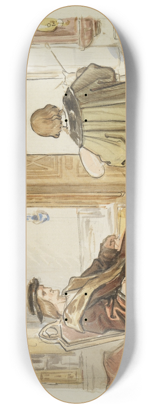 Moritz von Schwind - Die Malerei; Hans Baldung Grien portrtiert Markgraf Christoph von Baden 8.25 inch art skate deck