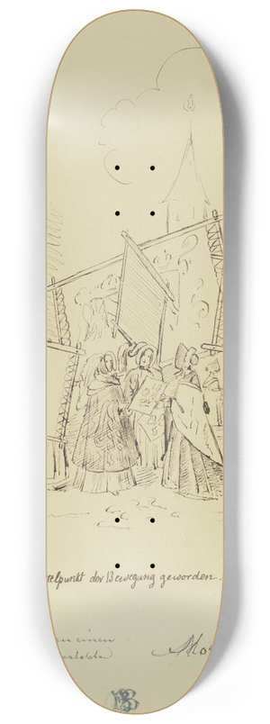 Moritz von Schwind - Gruppe von Frauen mit Stickrahmen 8.25 inch art skate deck