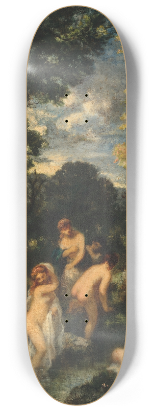 Narcisse-Virgile Diaz de La Pea - Bathers in a forest stream 8.25 inch art skate deck