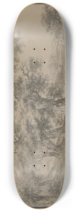 Johann Heinrich West - Eichenwald, am Weg eine rastende Familie 8.25 inch art skate deck