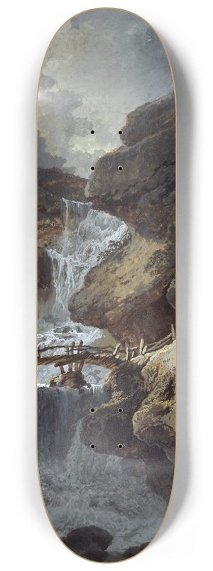 Johann Heinrich West - Wasserfall in einer Felsenschlucht bei Gewitterstimmung 8.25 inch art skate deck