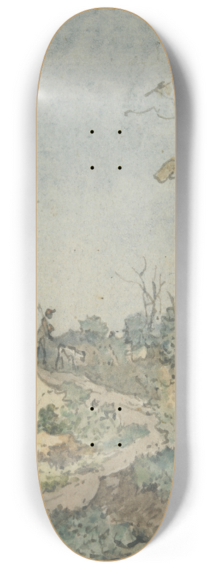 Nicholas Augustin Foin - Landscape with Hunter andDog 8.25 inch art skate deck