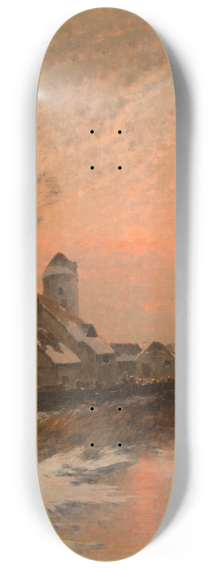 Johann Jungblut - Winter sun over iced lake 8.25 inch art skate deck