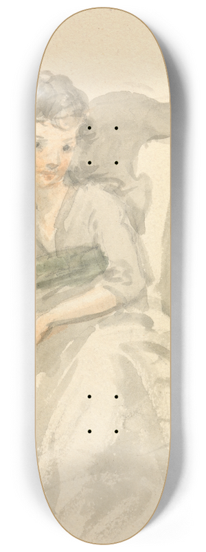 Nicholas Pocock - Study of a Girl Seated on a Chair 8.25 inch art skate deck