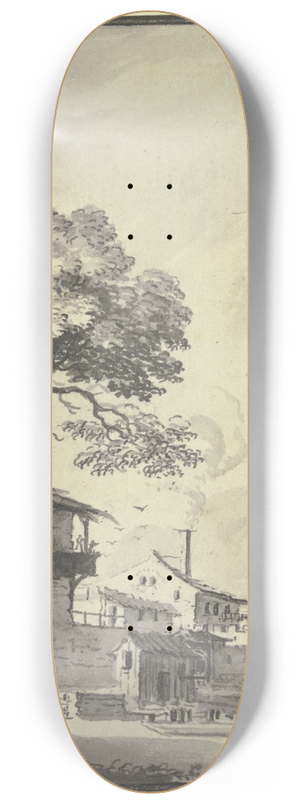 Johann Ludwig Aberli - Gebude an einem Flu 8.25 inch art skate deck