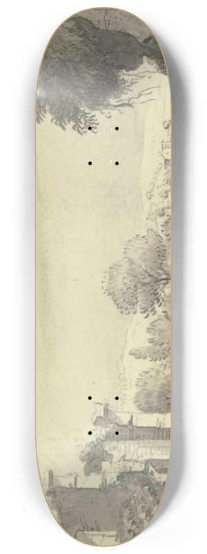 Johann Ludwig Aberli - Landschaft mit einer Ruine links im Vordergrund 8.25 inch art skate deck