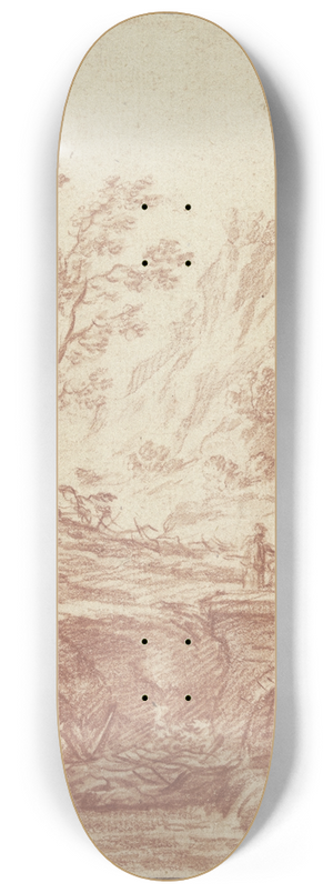 Johann Ludwig Ernst Morgenstern - Baumbestandenes Tal, im Vordergrund ein Bach, ber den eine Brcke fhrt 8.25 inch art skate deck