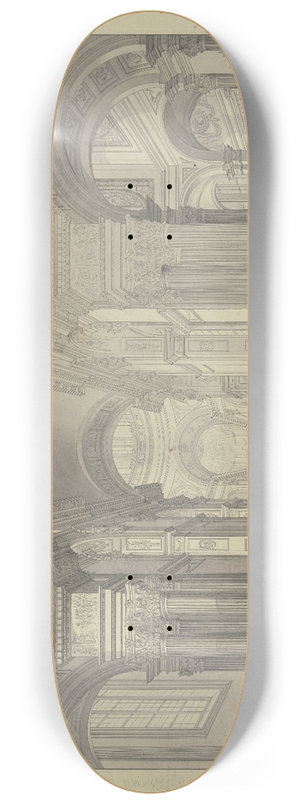 Johann Ludwig Ernst Morgenstern - Blick in das Innere einer Barockkirche mit Staffagefiguren in der Tracht des 17. Jahrhunderts 8.25 inch art skate deck