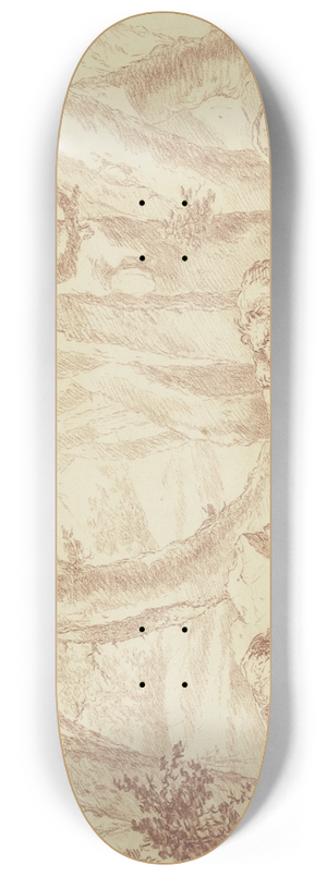 Johann Ludwig von Pfeiff - Zwei Bren, der eine von einem Lwen angegriffen 8.25 inch art skate deck