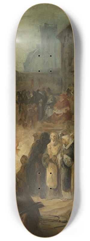 Nikolai Alekseevich Lomtev - Inquisition scene 8.25 inch art skate deck