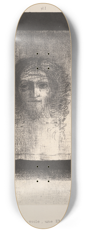 Odilon Redon - A Veil, a Printed Image 8.25 inch art skate deck