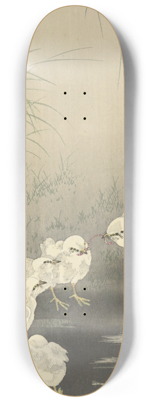 Ohara Koson - Chicks and Worm 8.25 inch art skate deck